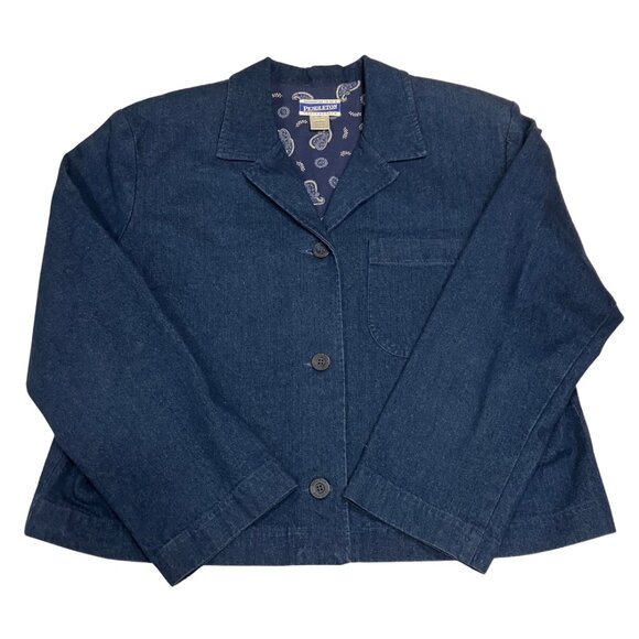 Pendleton Knockabouts Womens Collared Medium Wash Denim Blue Jean Jacket Size 16 - Picture 1 of 5